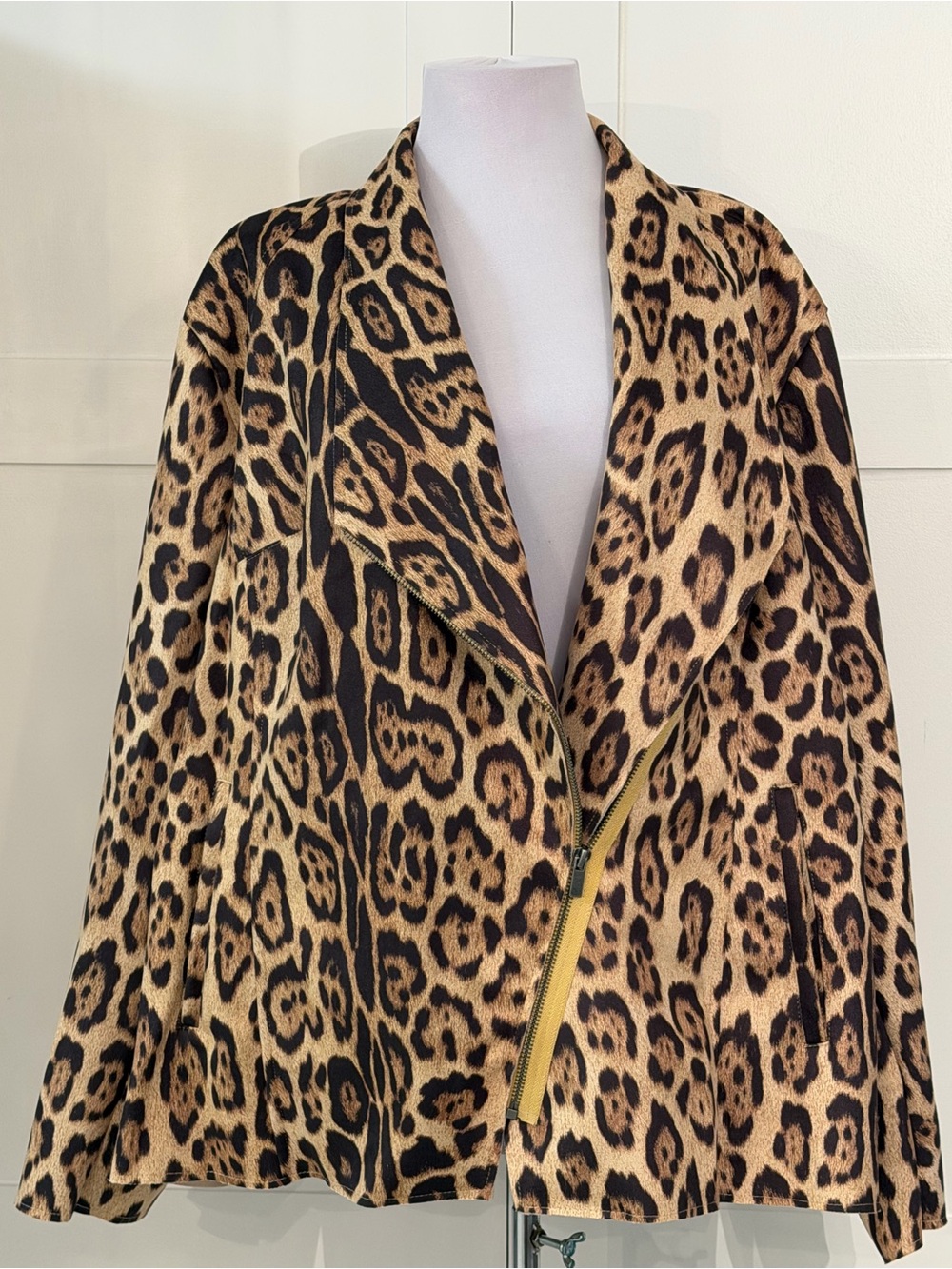 Philosophy Leopard Print Moto Jacket - Tan/Black 2X NWT